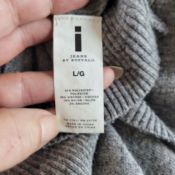 I Jeans by Buffalo Sweater Boho Western Fringe Cowl Neck Angora Blend Gray L - Picture 12 of 13